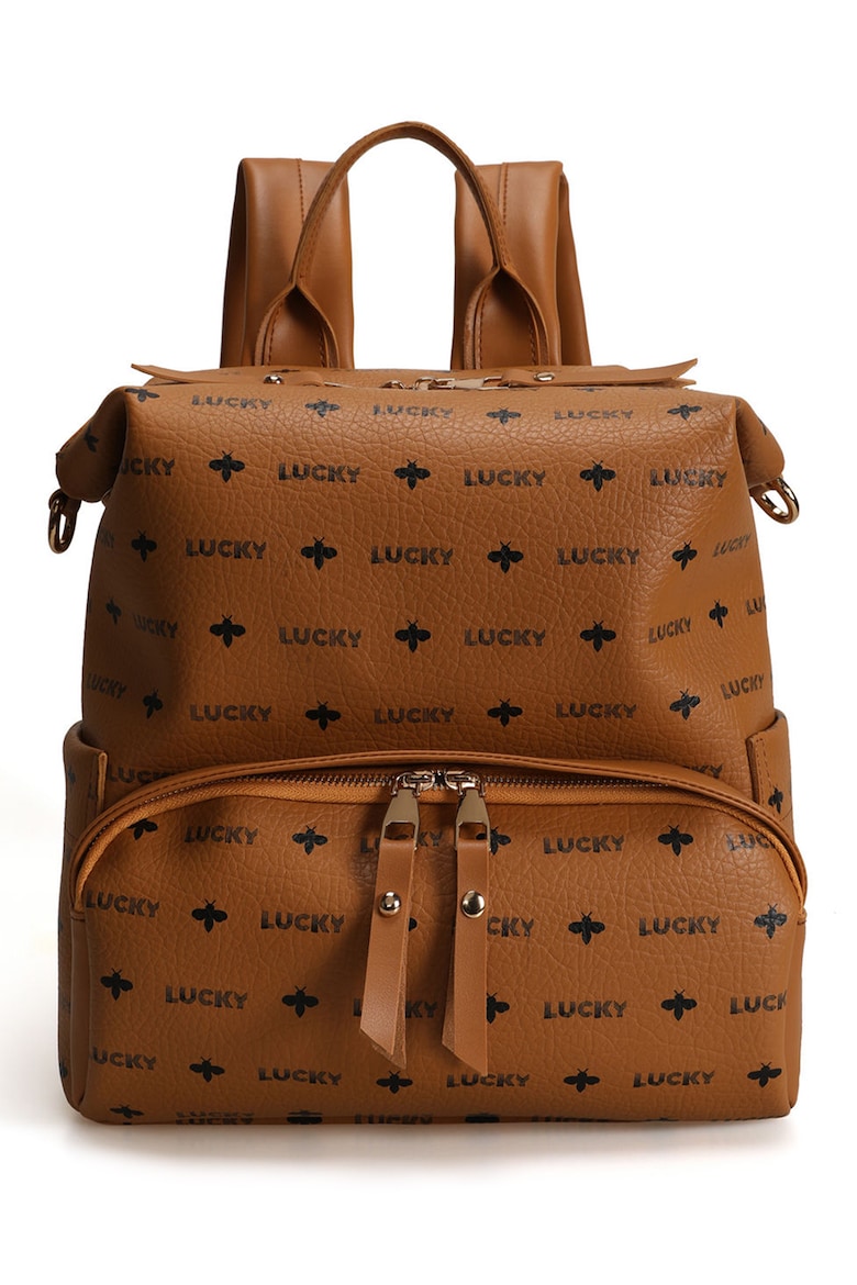 

Рюкзак из экокожи с логотипом Lucky Bees, охра