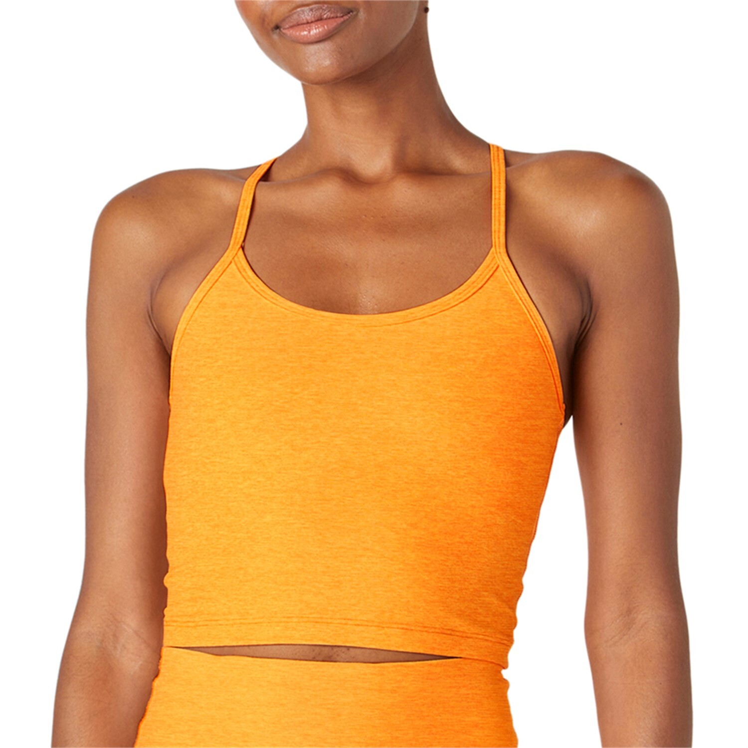 

Топ Beyond Yoga Spacedye Slim Racerback Cropped Tank, цвет Mango Pop Heather