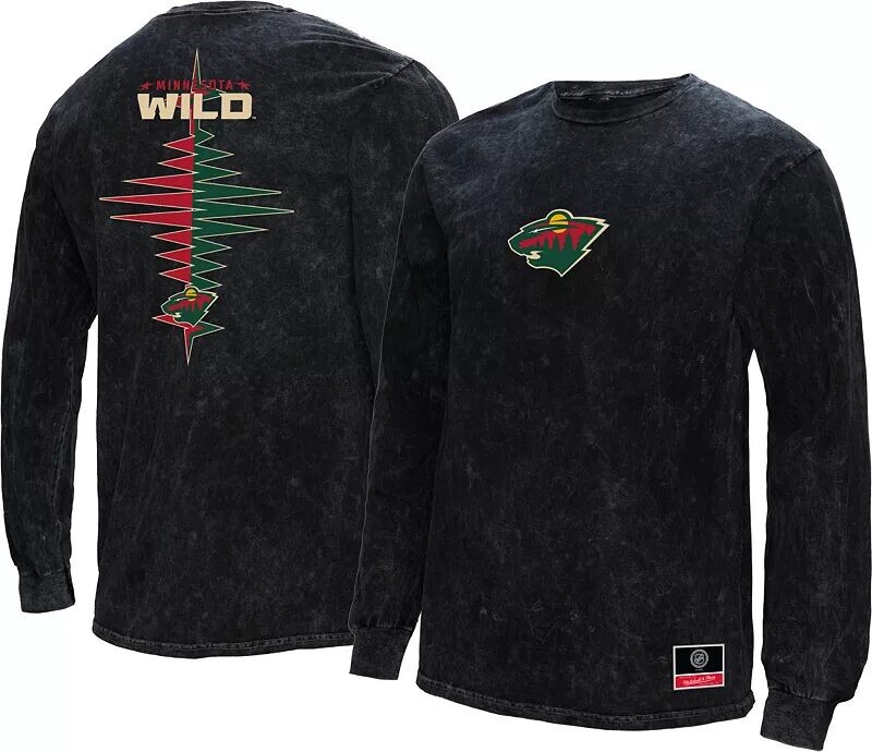 

Черная рубашка с длинным рукавом с зигзагом Mitchell & Ness Minnesota Wild Vintage