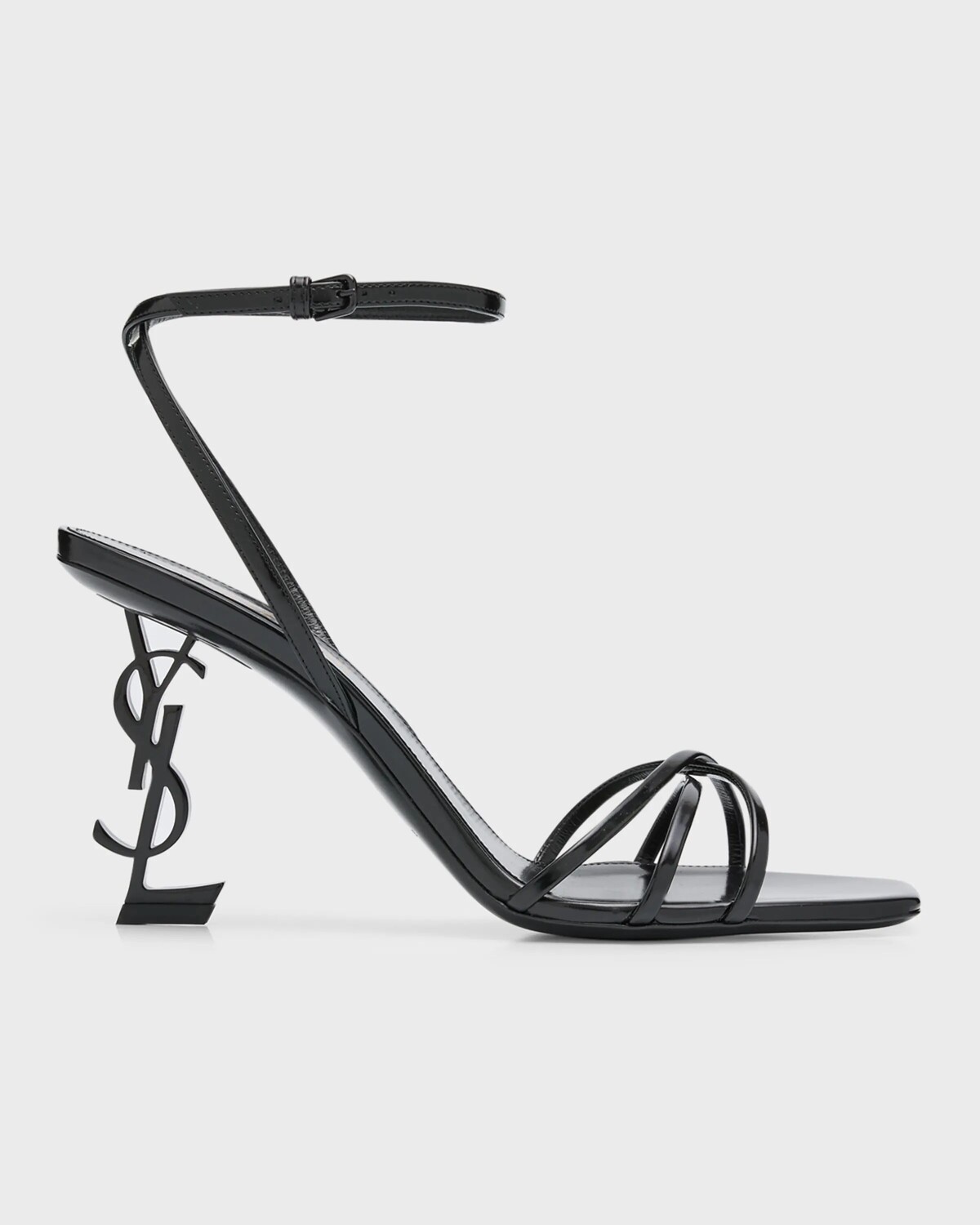 

Патентованные сандалии Opyum YSL с ремешком на щиколотке Saint Laurent, цвет Black
