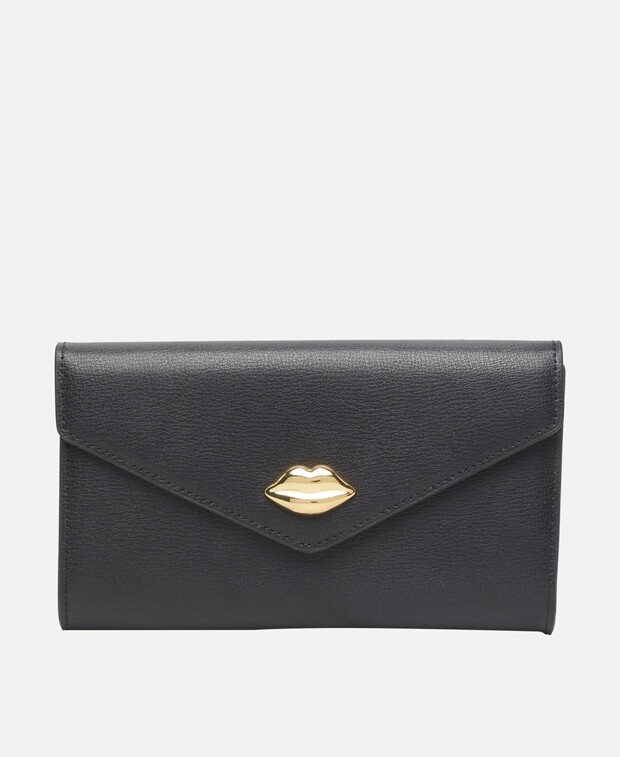 

Кожаный клатч Lulu Guinness, черный