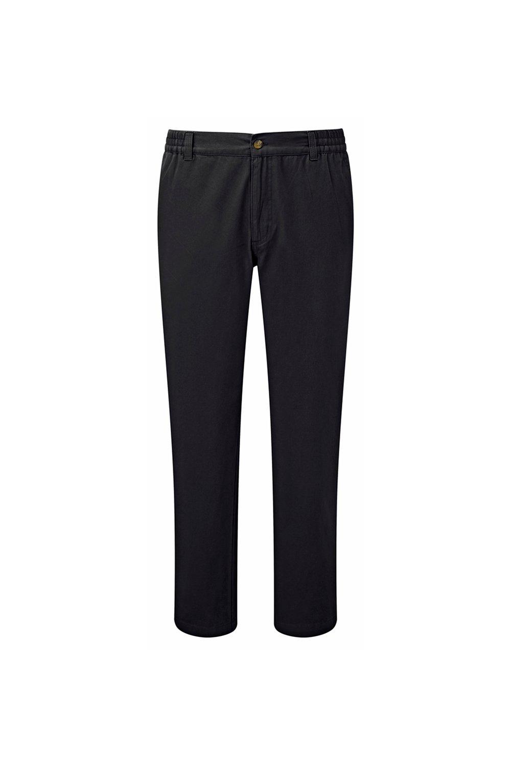 Комфортные брюки с плоской передней частью 27 дюймов Cotton Traders, черный
