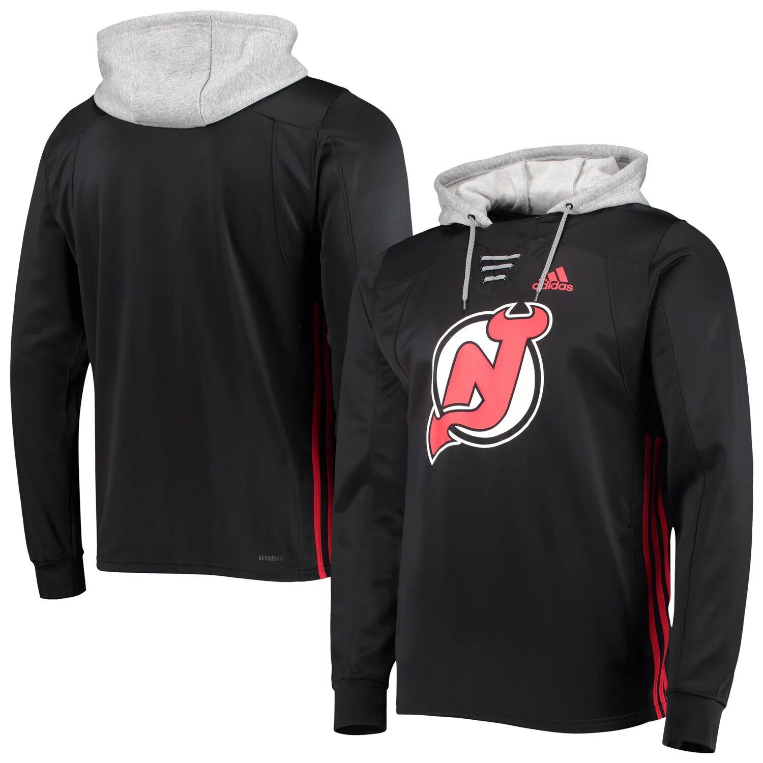 

Мужской черный пуловер с капюшоном adidas New Jersey Devils Skate Lace AEROREADY