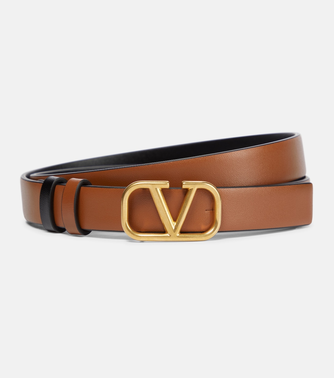 цена Двусторонний кожаный ремень с логотипом VLOGO Valentino Garavani, коричневый
