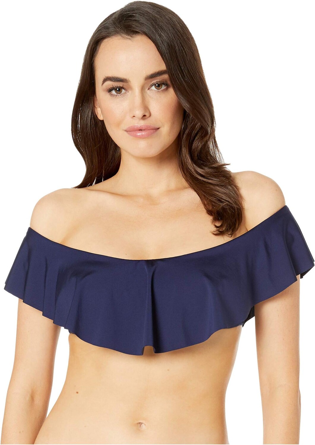 

Верх бикини Trina Turk Indo Solids Off-the-Shoulder Bandeau, цвет Midnight