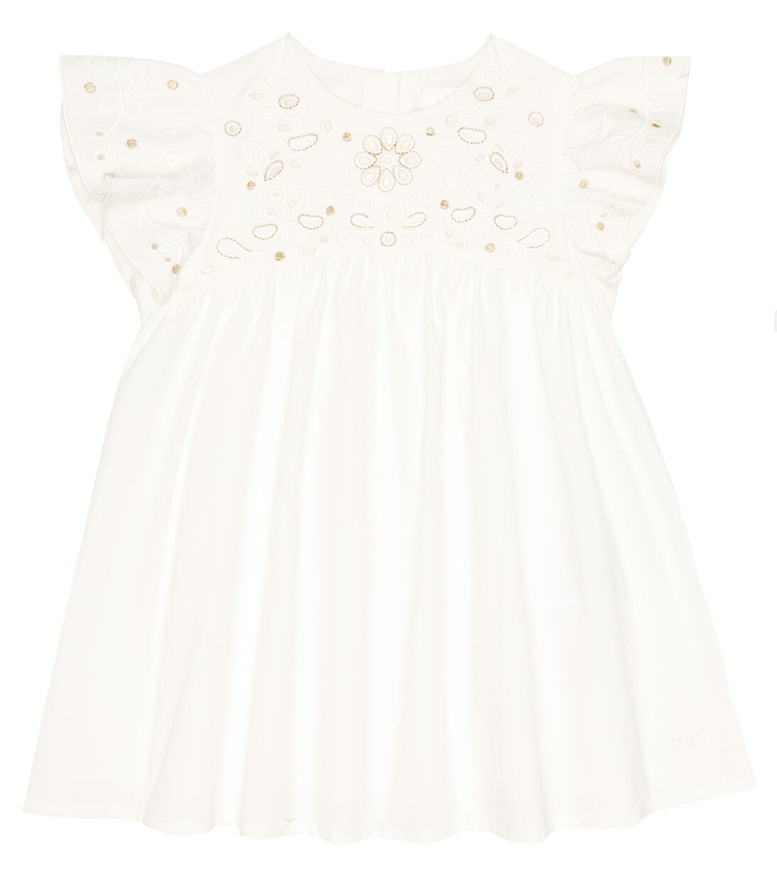 

Хлопковое платье с детскими люверсами Chloé Kids, белый