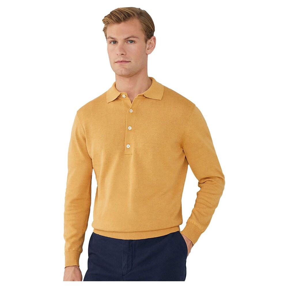 

Поло Hackett Cot Linen Long, коричневый