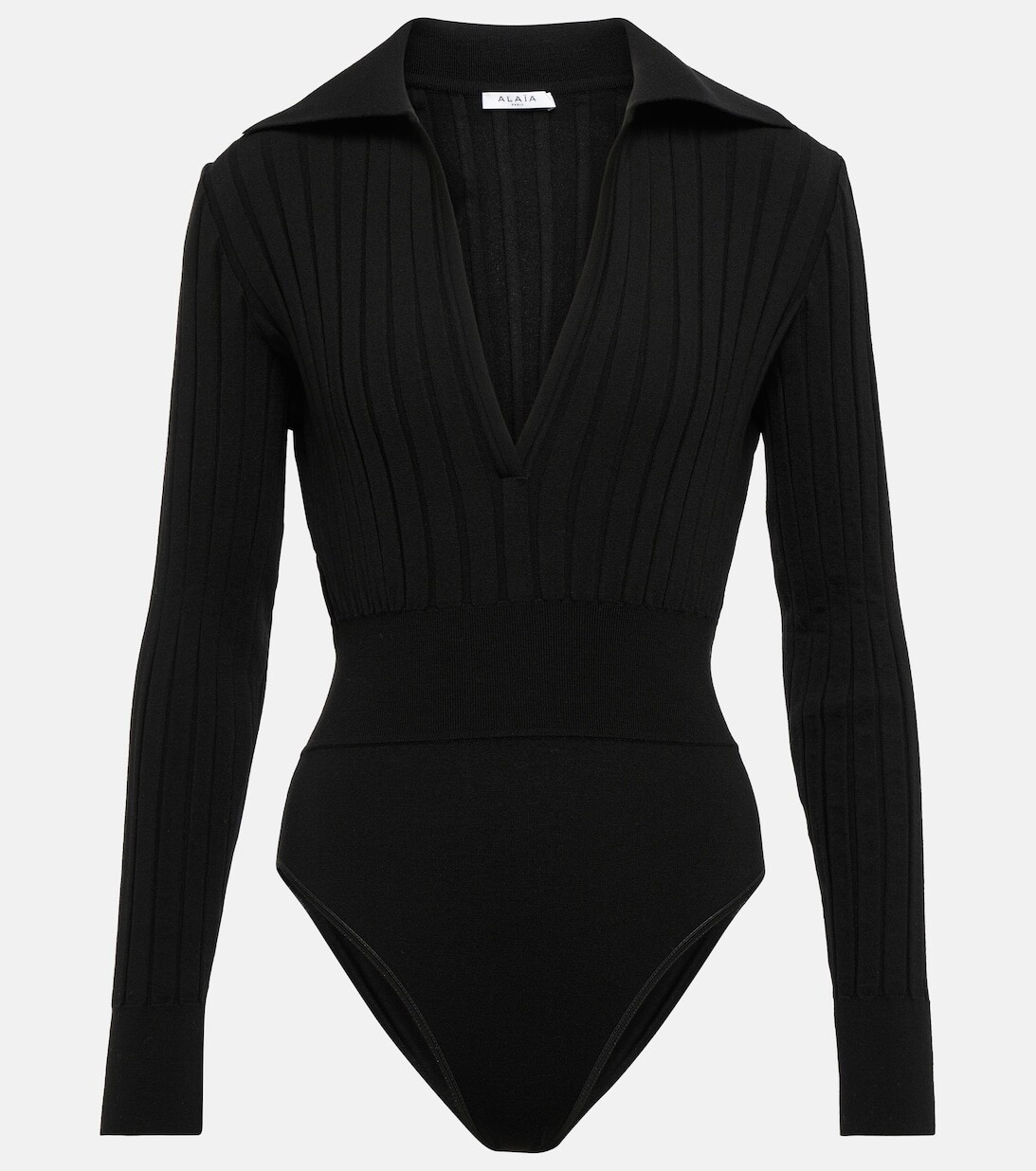 

Трикотажное боди в рубчик ALAÏA, черный