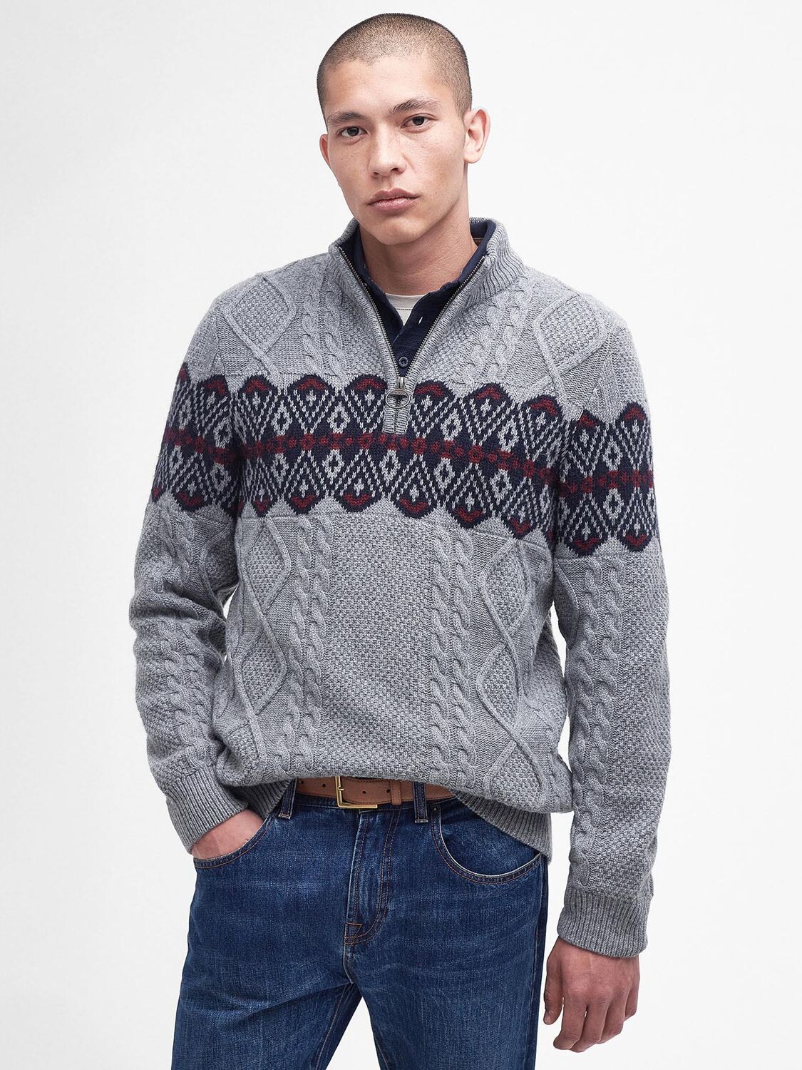 

Джемпер Alwinton с молнией до половины Barbour, серый/мульти
