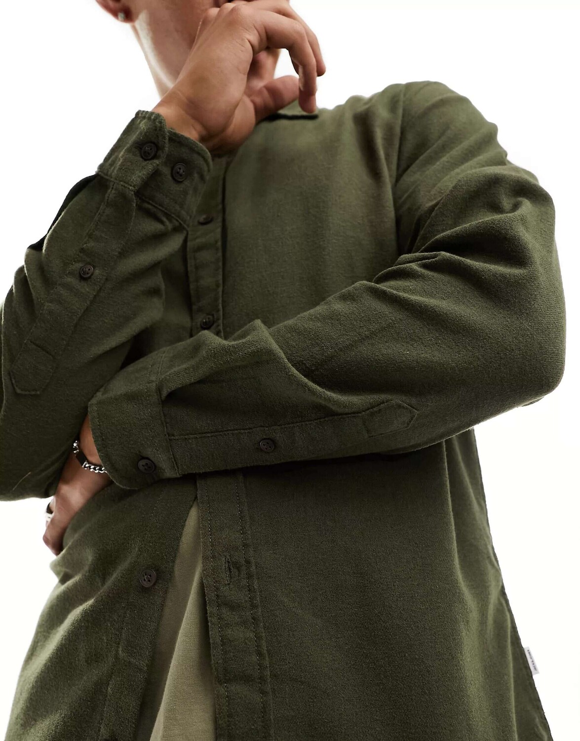 

Рубашка Jack & Jones с начесом хаки