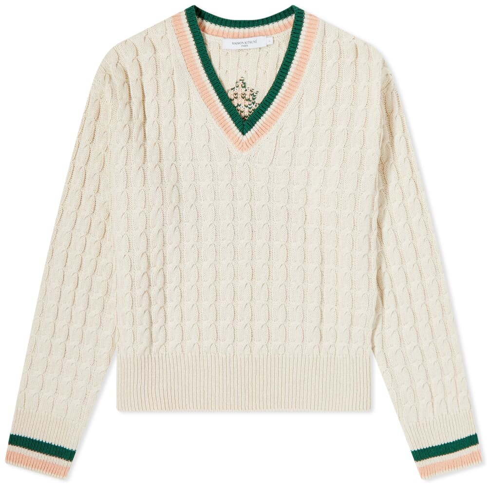 

Maison Kitsune Maison Kitsune Crest Джемпер с косами, экрю