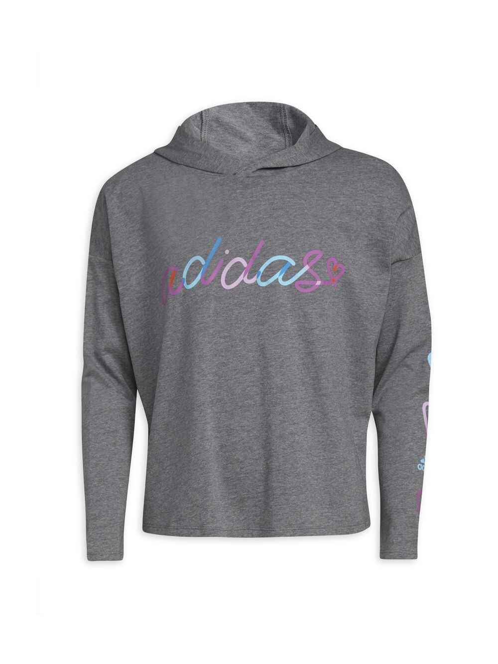 

Толстовка с капюшоном и логотипом для девочек adidas, серый