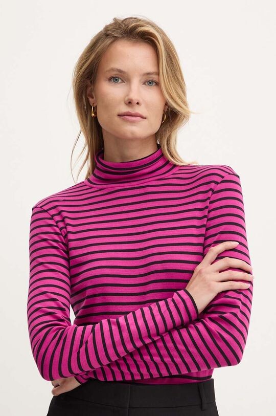 

Хлопковая рубашка с длинным рукавом United Colors of Benetton, розовый