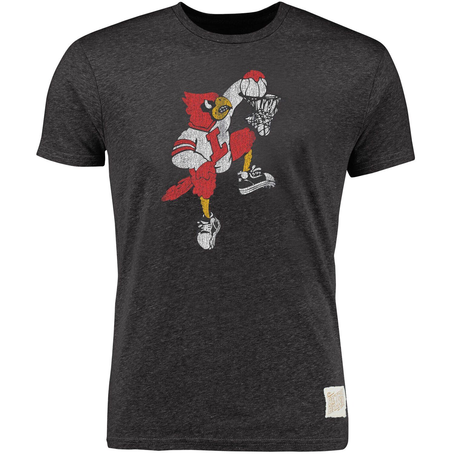 

Мужская оригинальная ретро-брендовая футболка Heather Black Louisville Cardinals Vintage Tri-Blend