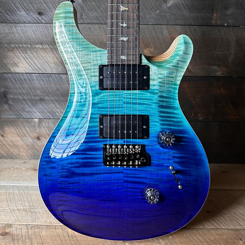 цена Электрогитара PRS Custom 24 Wood Library Flame Maple 10-Top Stained Maple Neck Swamp Ash Back - Blue Fade 363699