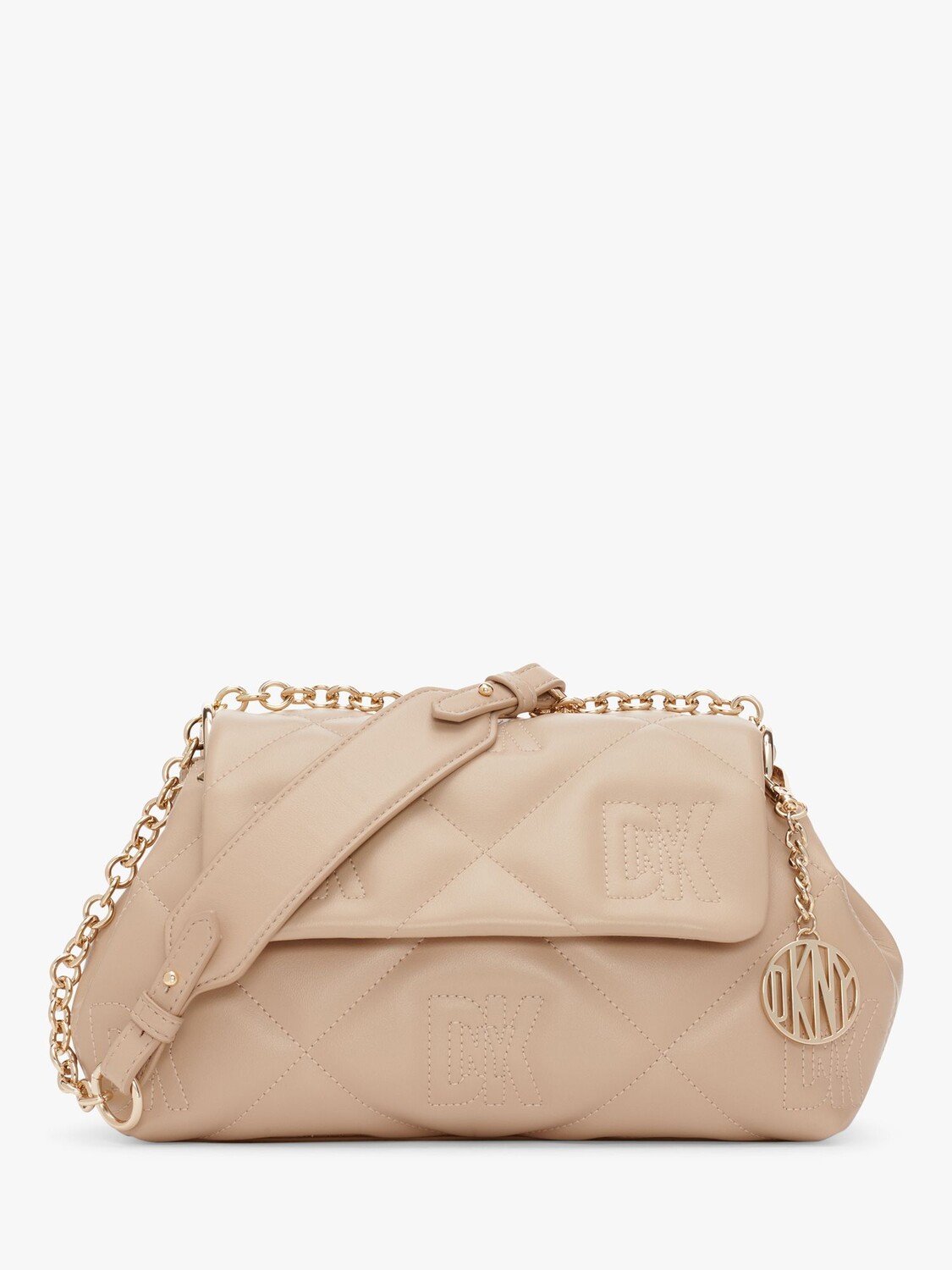

DKNY Crosstown Кожаная стеганая сумка с клапаном, нейтральный цвет