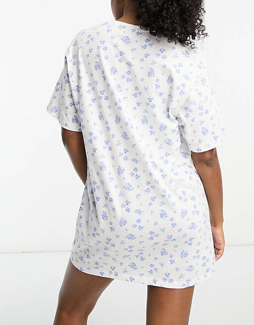 

Белая футболка для сна с цветочным принтом ASOS DESIGN, Белый