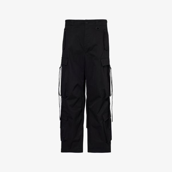 

Широкие хлопковые брюки классического кроя с карманами и кулиской Givenchy, черный