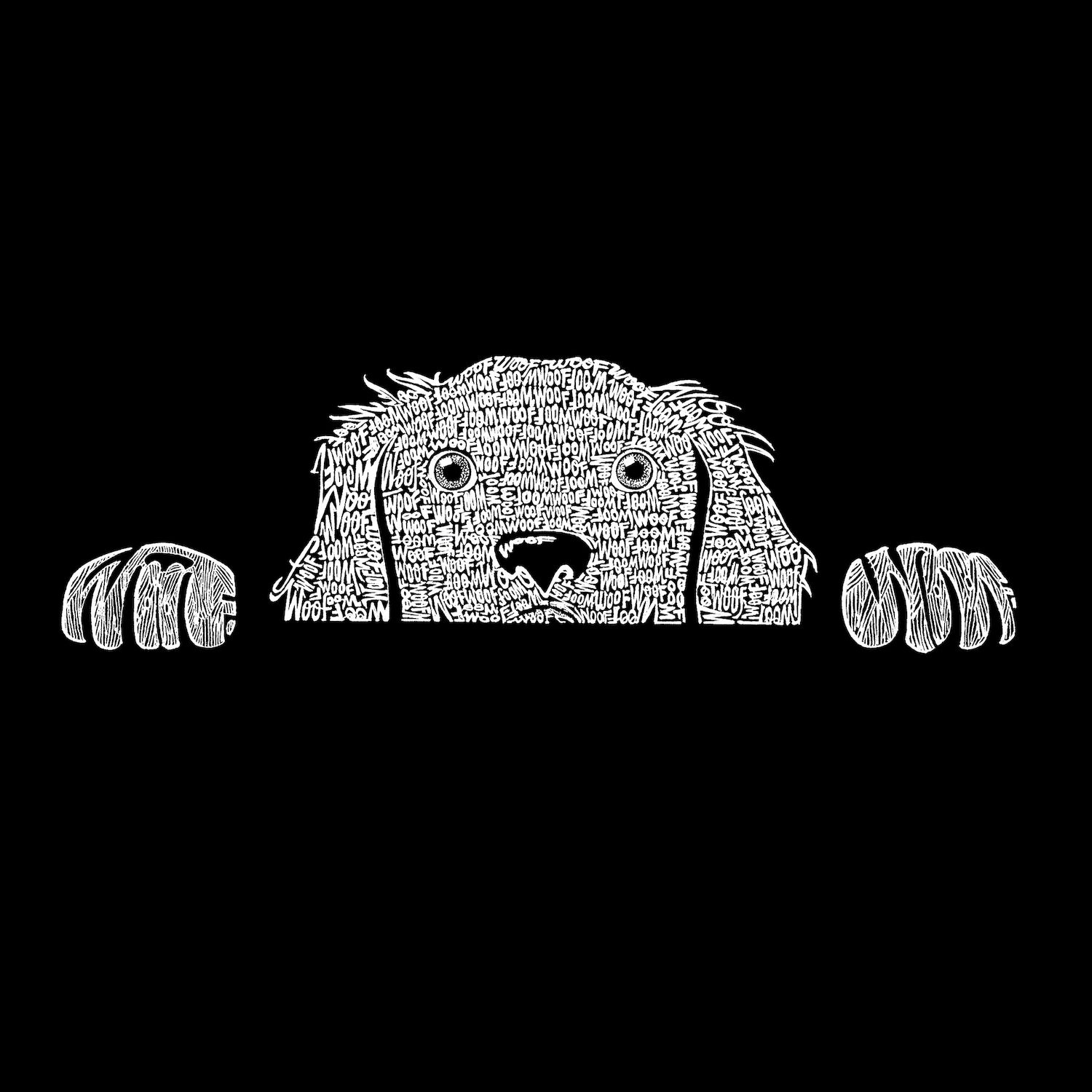 мужская толстовка с круглым вырезом peeking dog word art la pop art темно серый Peeking Dog — мужская футболка с рисунком Word Art LA Pop Art, серый