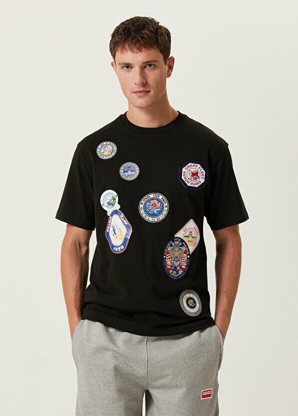 

Черная футболка с нашивками travel Kenzo, Черный