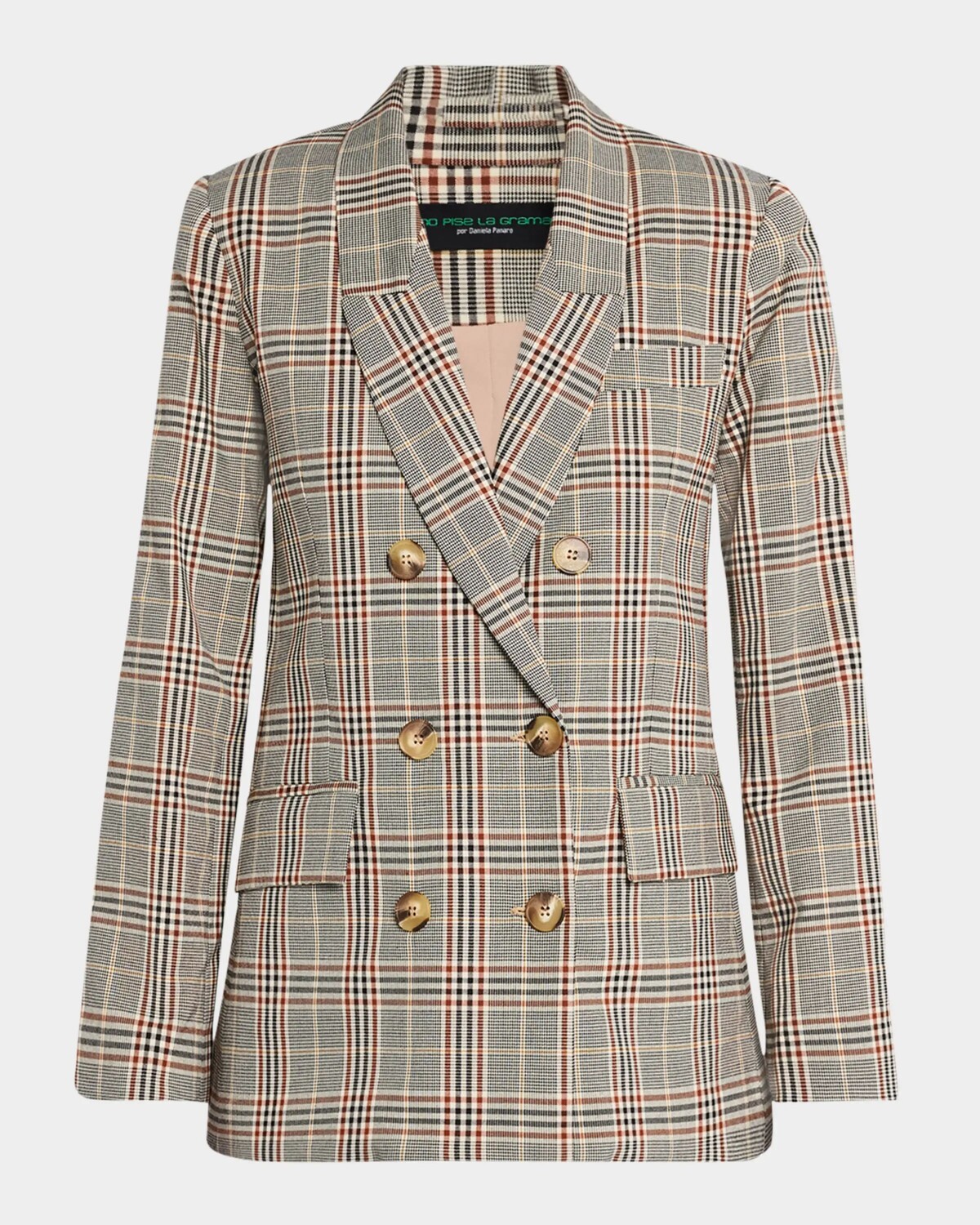 

Приталенный пиджак в клетку Marcela No Pise La Grama, цвет Grey Plaid
