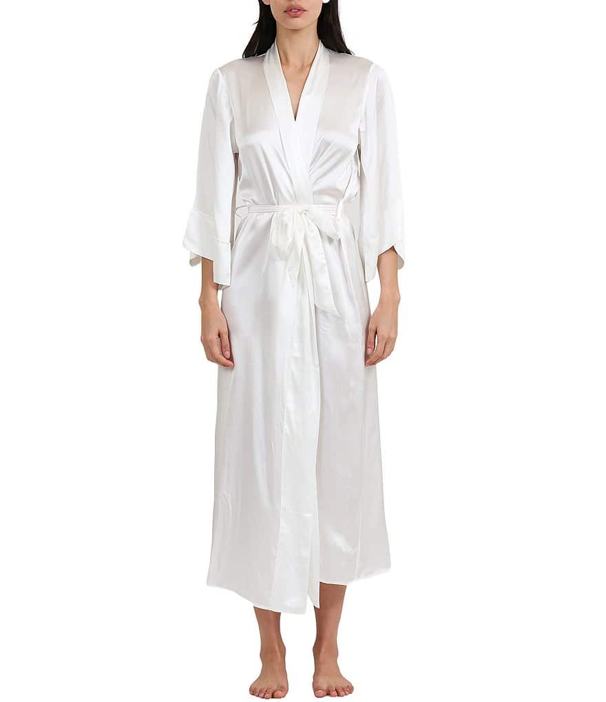Моющийся шелковый макси-халат Papinelle Selena, белый цена и фото