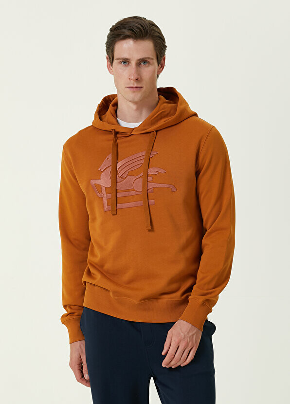 

Коричневый свитшот с капюшоном и логотипом Etro