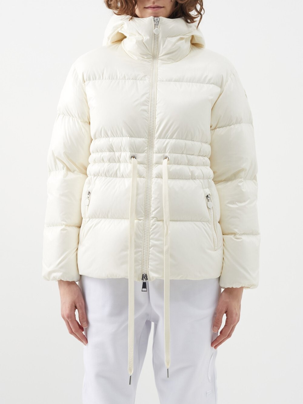 

Стеганый пуховик taleve с нашивкой-логотипом и поясом Moncler, белый