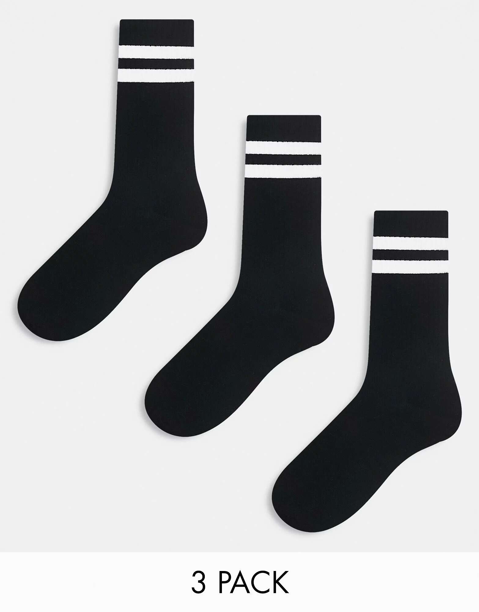 цена Три пары спортивных носков в полоску New Look черного цвета