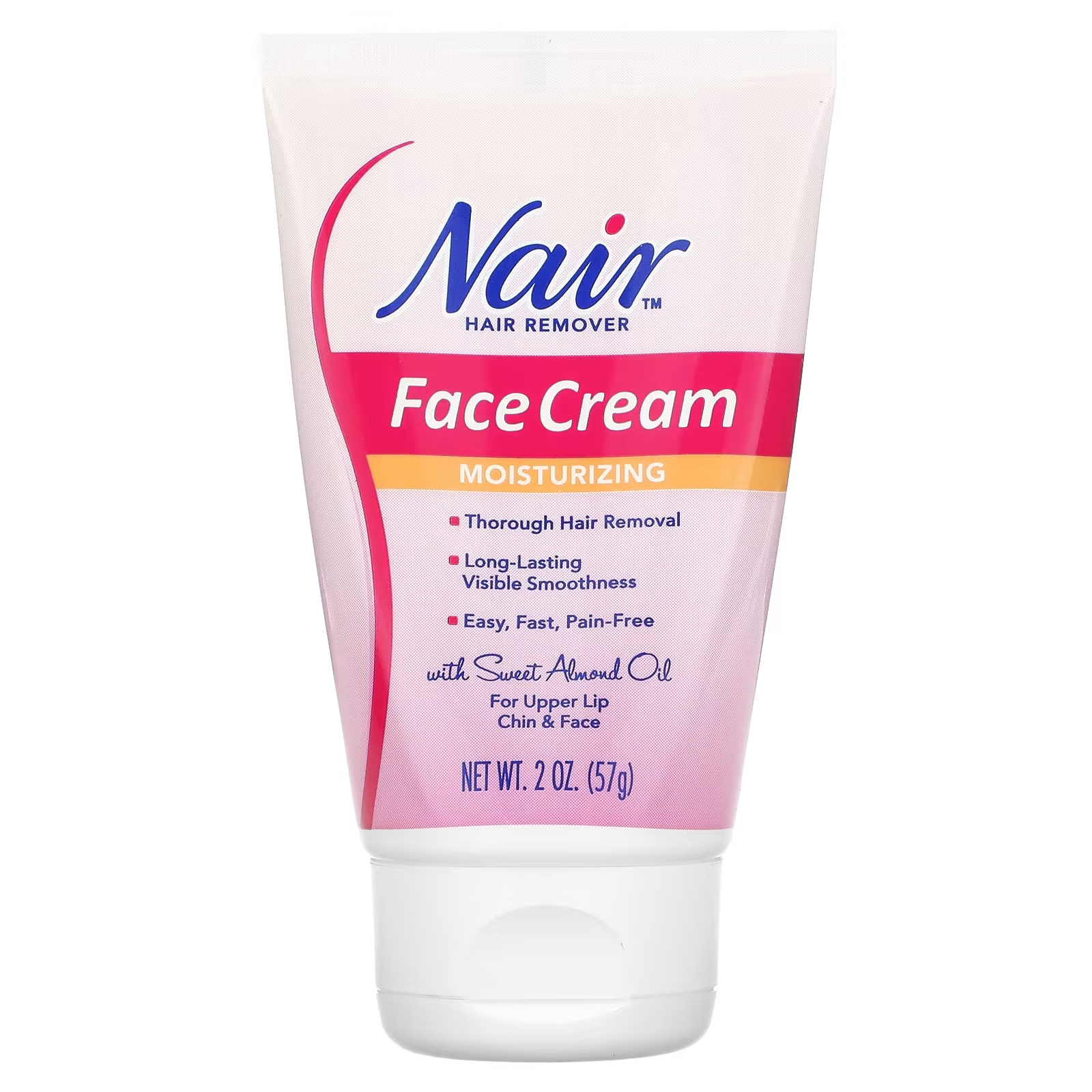 nair hair remover moisturizing face cream 2 oz 57 g Увлажняющий крем для лица Nair Hair Remover для лица, 57 г