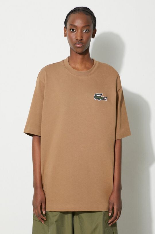

Хлопковая футболка Lacoste, коричневый