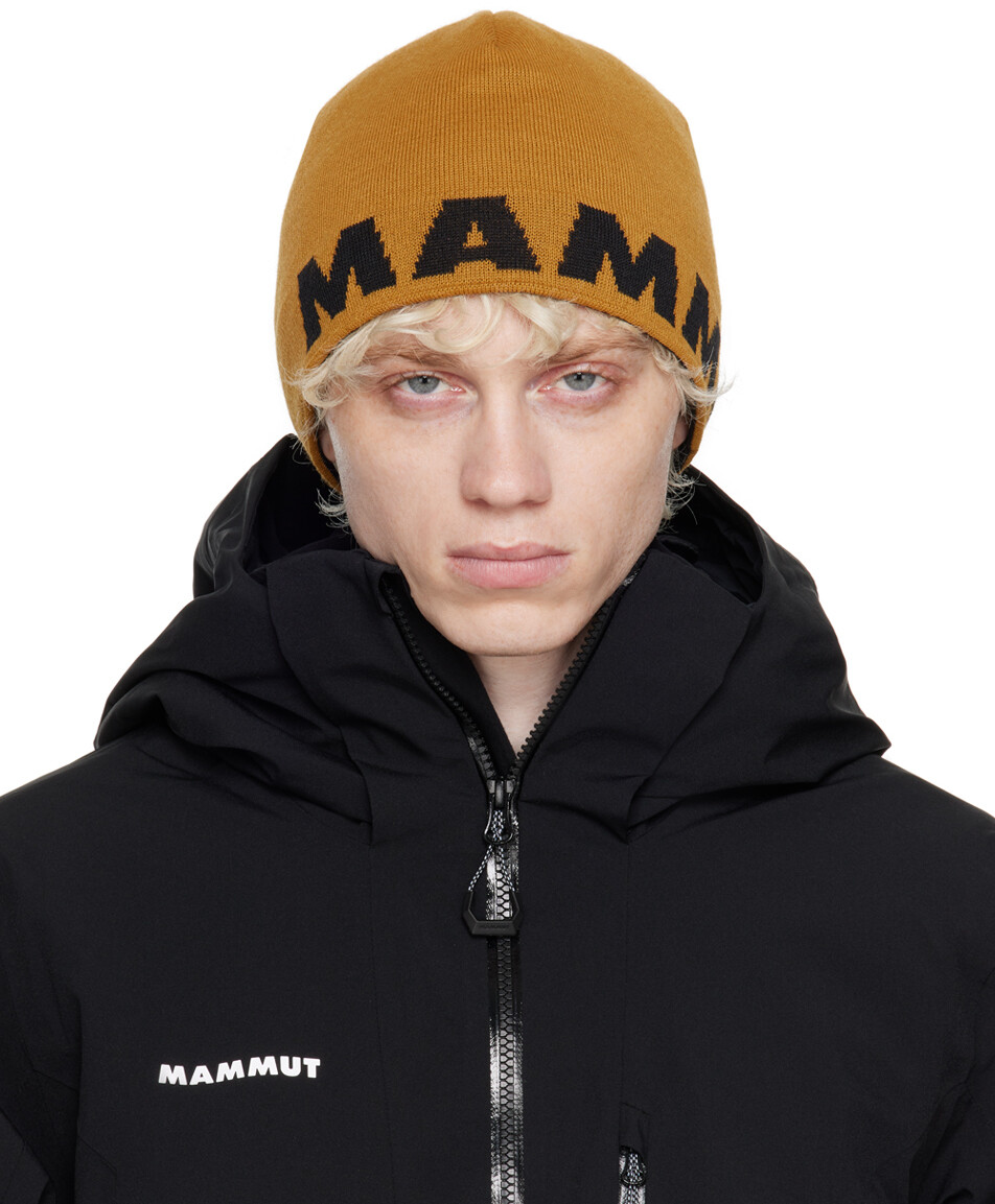 

Двусторонняя черно-коричневая шапка-бини Mammut