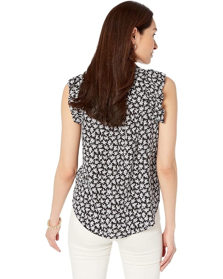 

Топ Michael Kors Floral Ruffle Top, черный