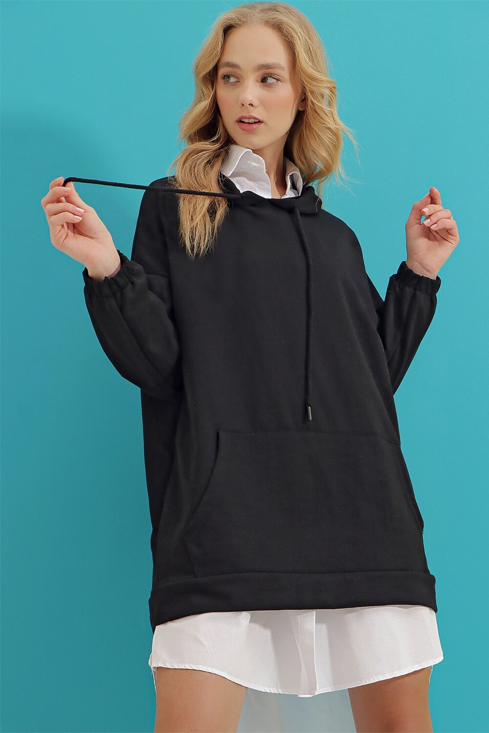 

Толстовка - Черный - Oversize Trend Alaçatı Stili, черный