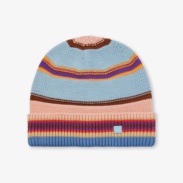 

Шапка хлопковой вязки в полоску с нашивкой-логотипом Acne Studios, мультиколор