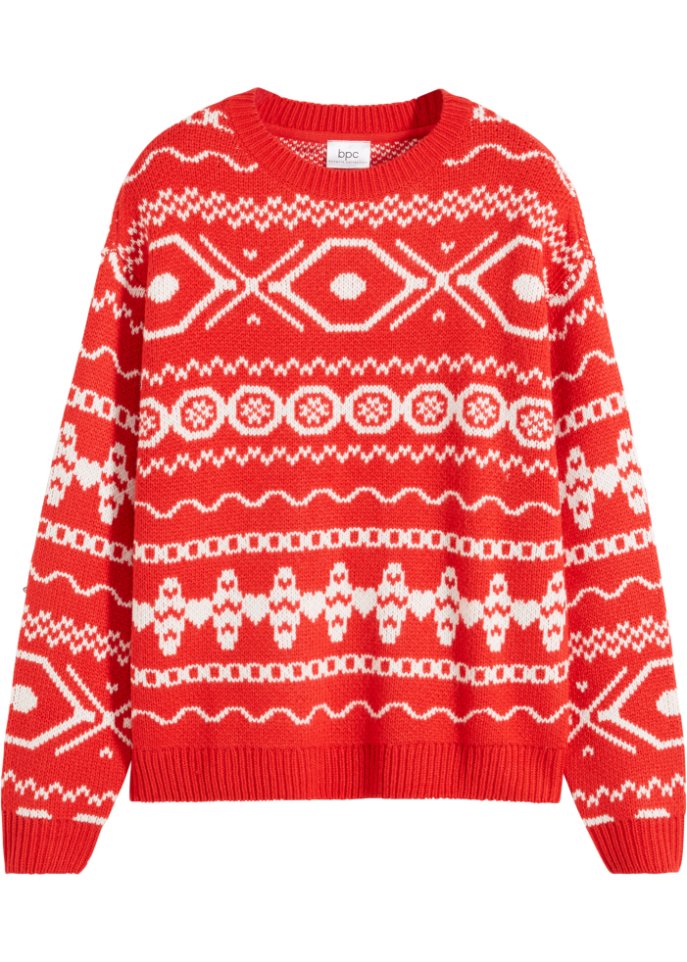 Норвежский свитер с высоким воротником Bpc Bonprix Collection, красный