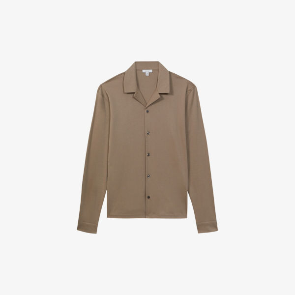 

Рубашка Spence с кубинским воротником Reiss, цвет fawn