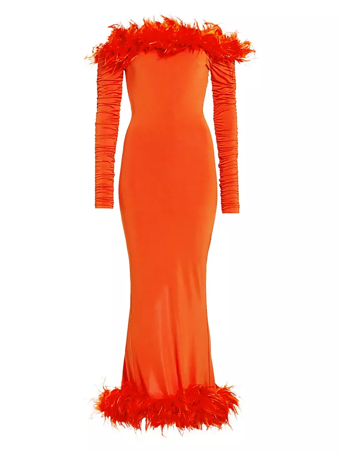 

Платье Ari Luxed с искусственными перьями Claude Kameni, цвет orange