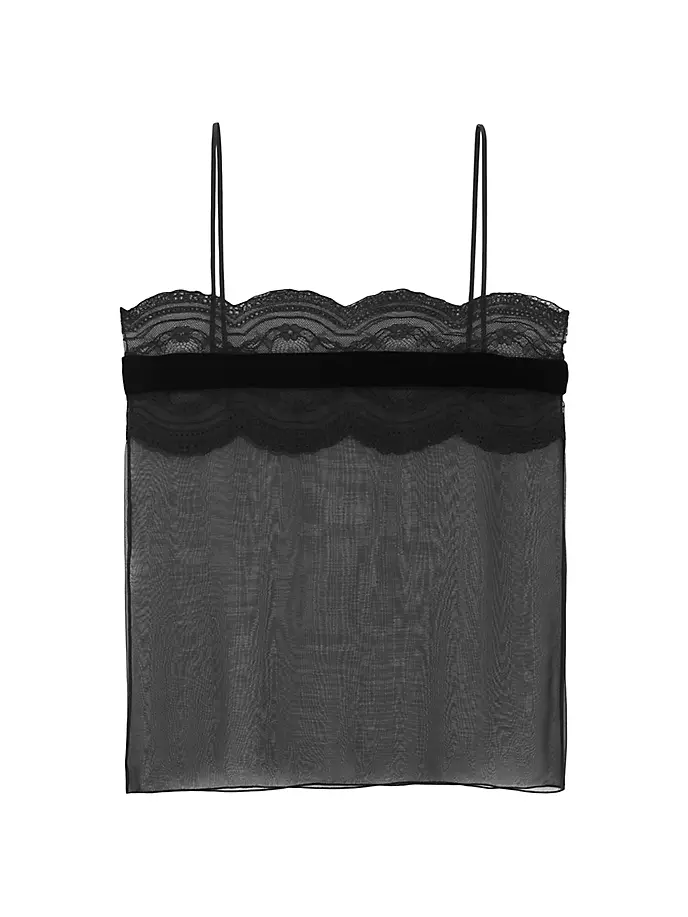 

Топ для нижнего белья из шелкового муслина Saint Laurent, черный