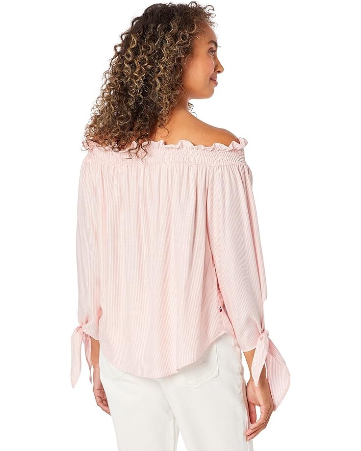 

Топ Tommy Hilfiger Over-the-Shoulder Top, цвет Pink/Ivory