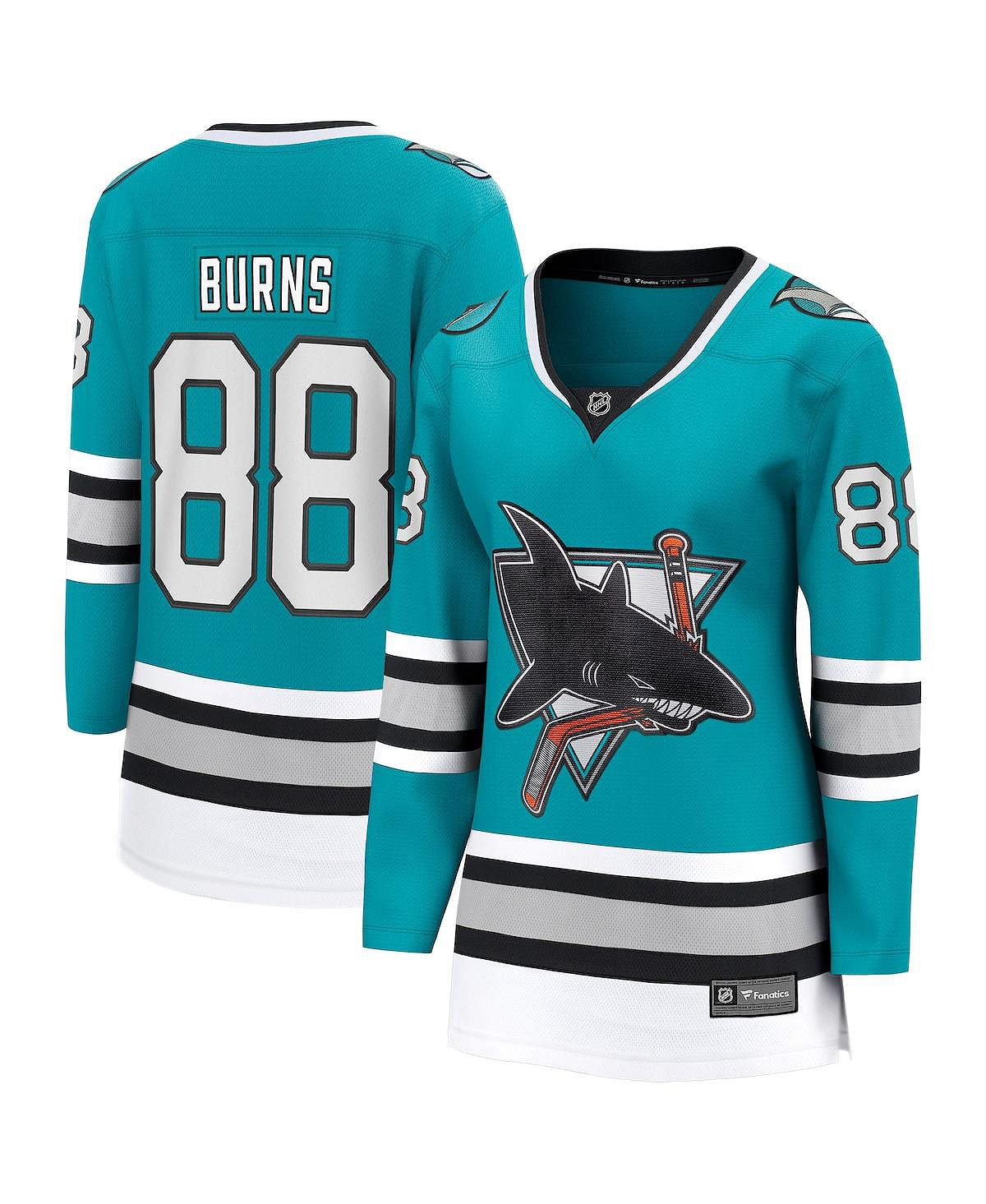 

Женская футболка с логотипом Brent Burns Teal San Jose Sharks, посвященная 30-летию премьер-министра отколовшейся команды Fanatics