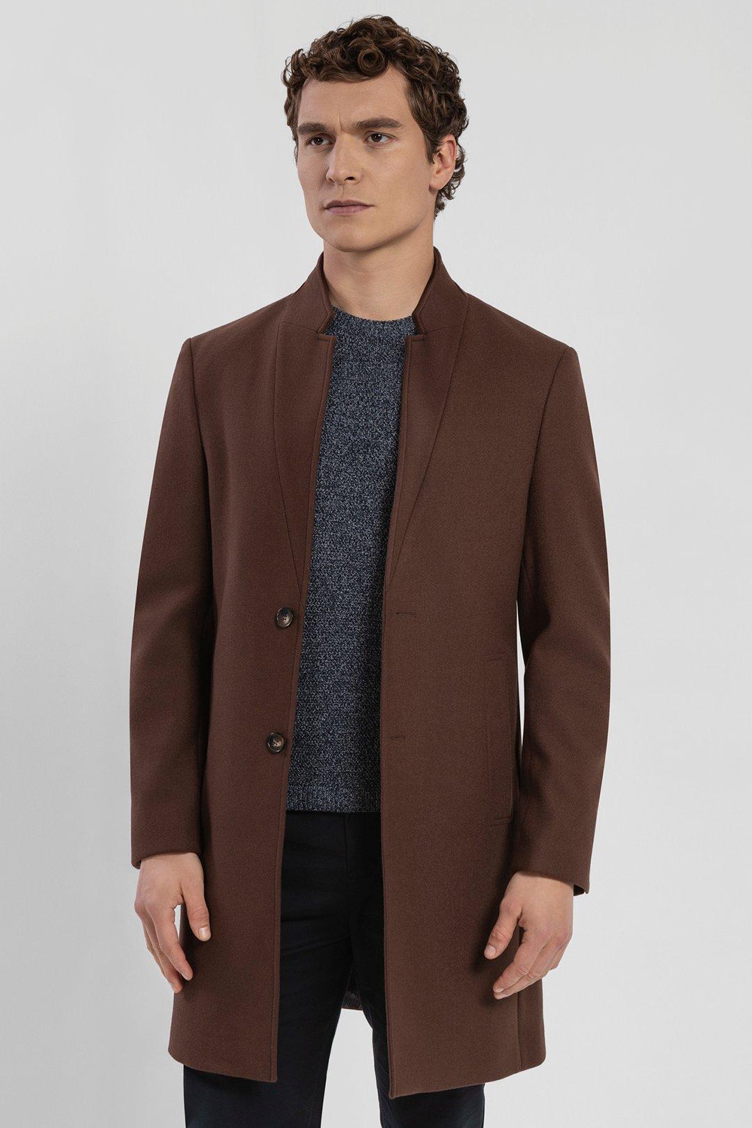 Пальто с перевернутым воротником Steel & Jelly, коричневый