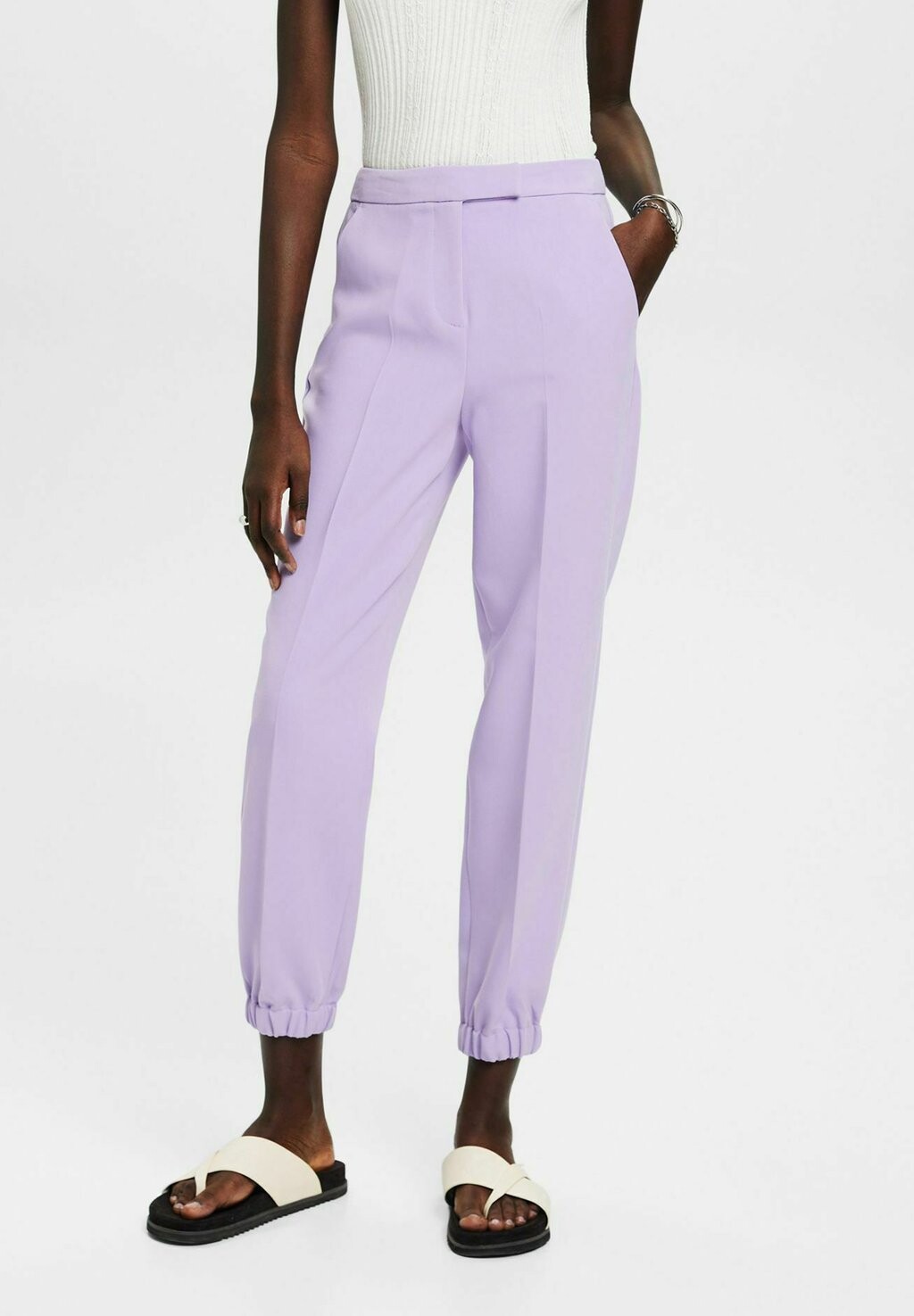 

Брюки Esprit Cropped Mit Elastischem Beinabschluss, лавандовый новинка, Фиолетовый;серый