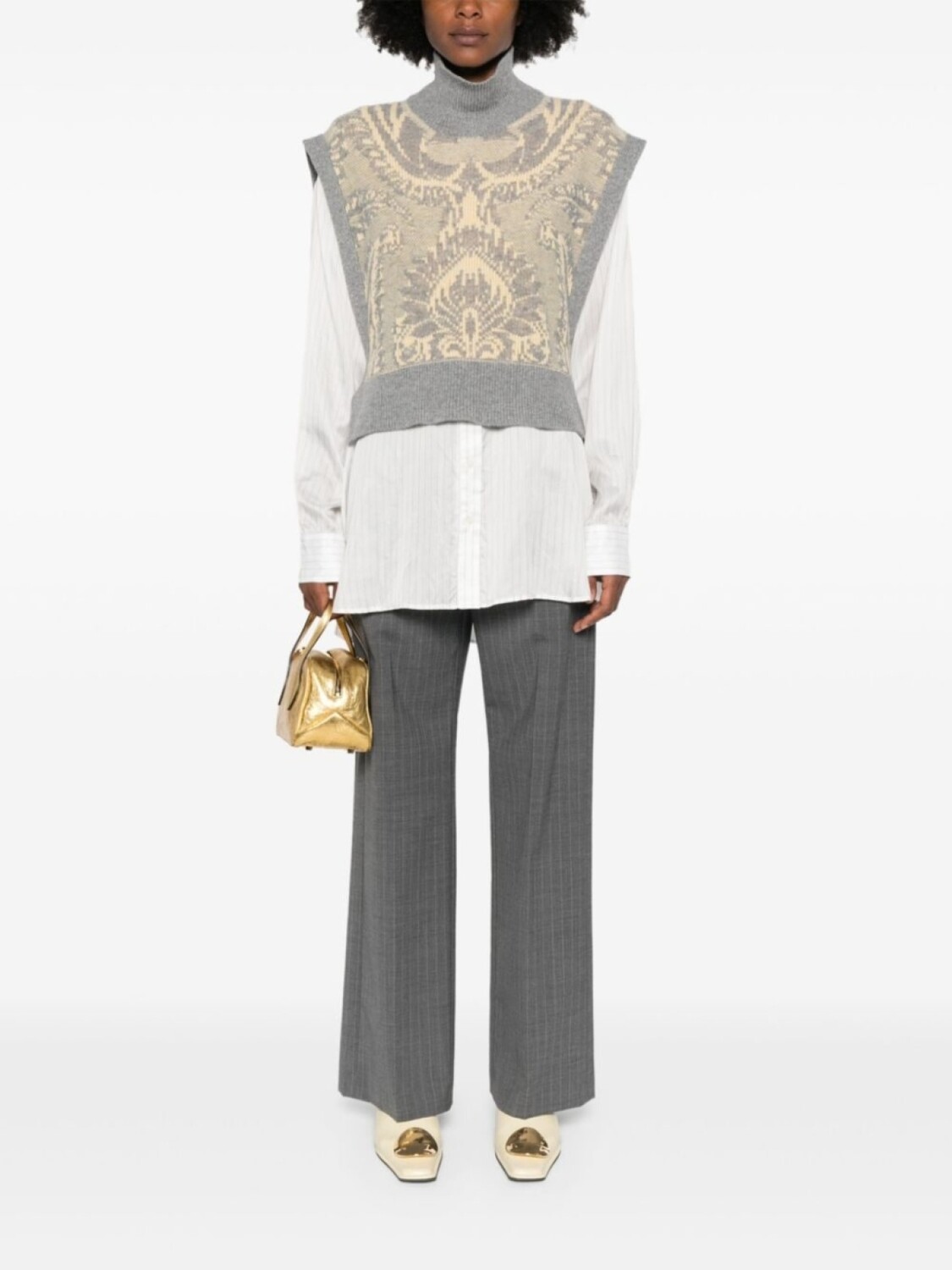 

ETRO топ вязаный интарсией, серый