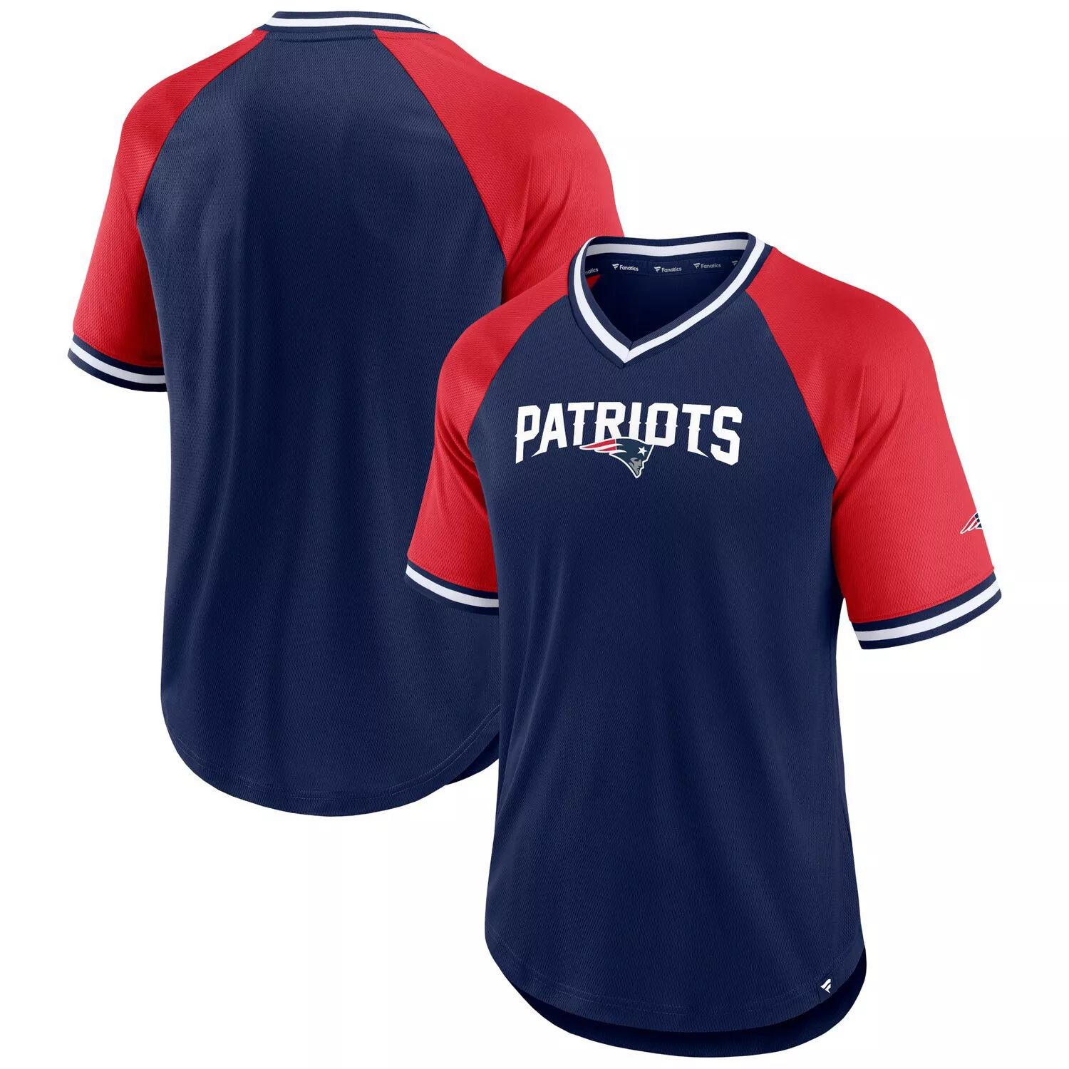 Мужская фирменная темно-синяя/красная футболка New England Patriots Second Wind реглан с v-образным вырезом Fanatics