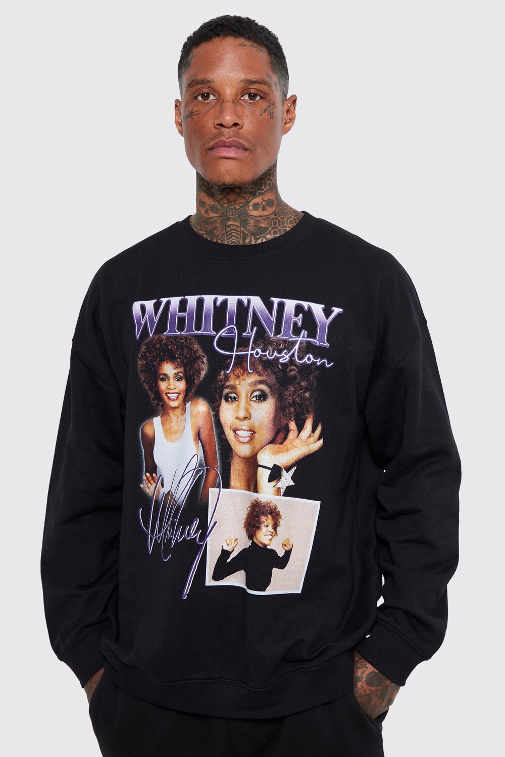 

Свитшот оверсайз whitney houston license Boohoo, черный