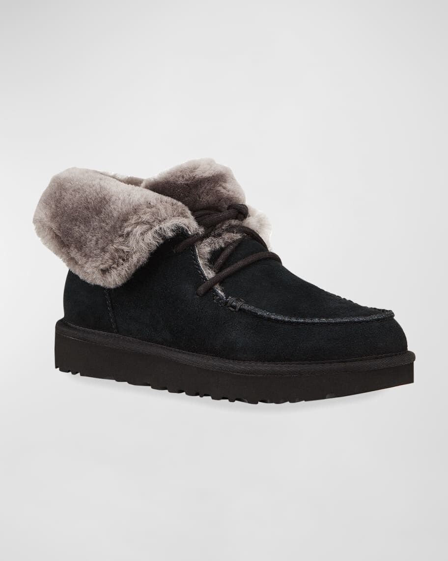 

Замшевые ботильоны на шнуровке с манжетами из овчины Diara UGG