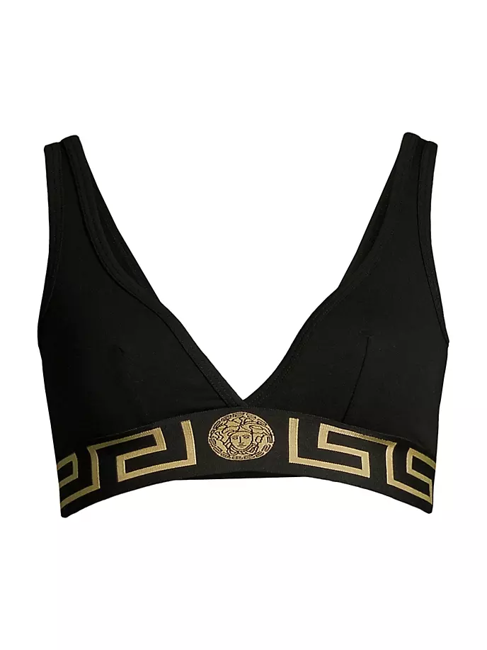 Бралетт с каймой Greca Versace, черный белые плавки с каймой greca versace underwear