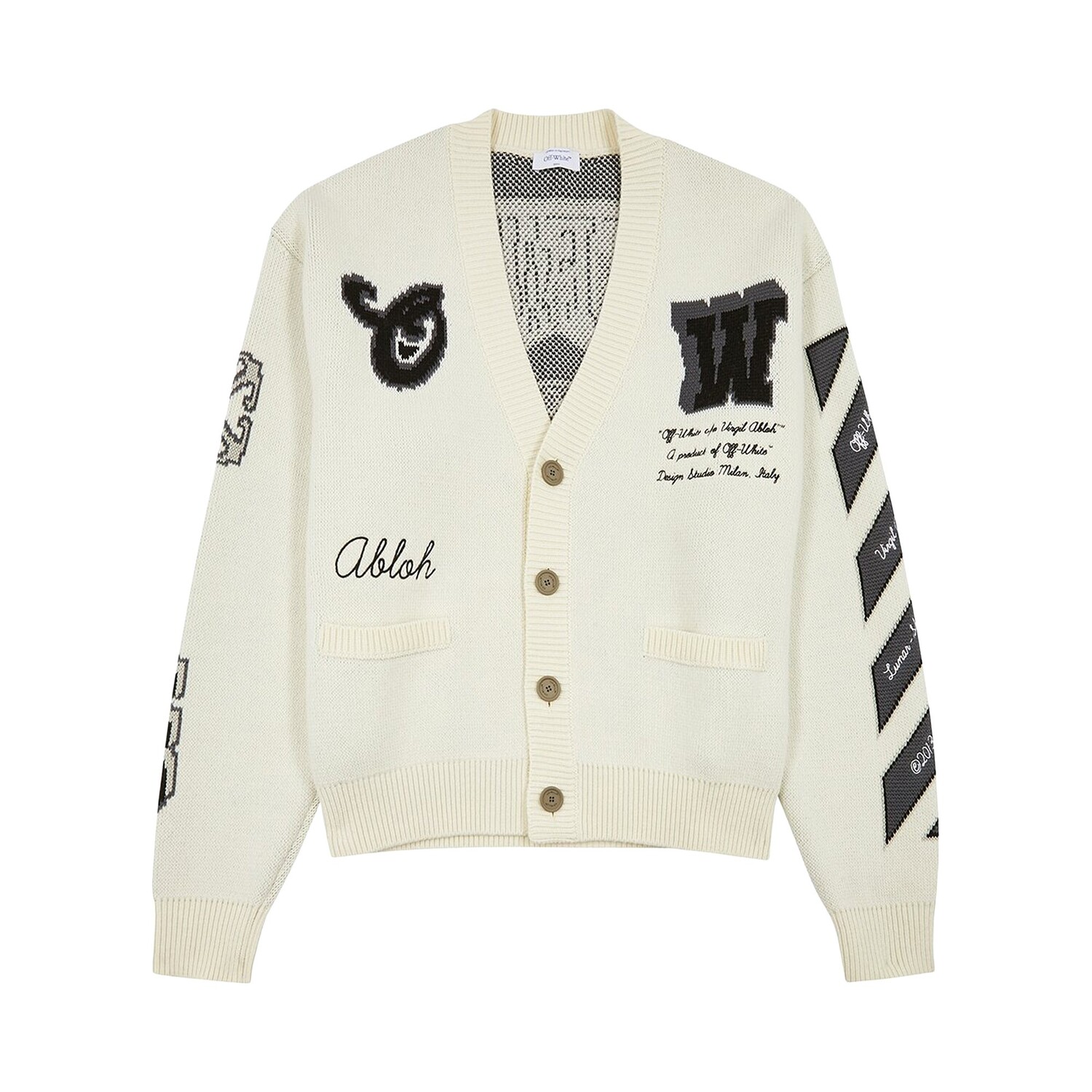 

Off-White Moon Университетский вязаный кардиган Бежевый/Черный