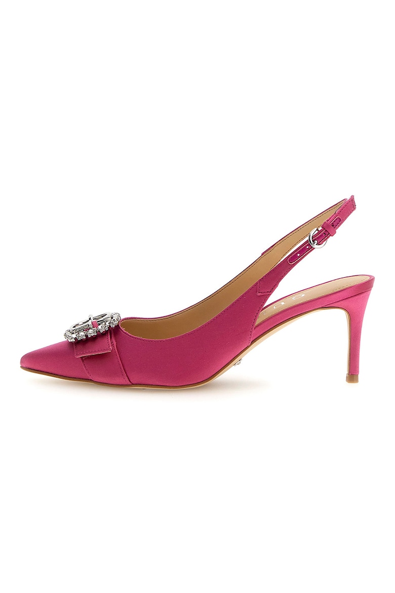 Туфли на открытом каблуке с металлическим логотипом Guess, розовый